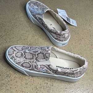 Superga NEW Beige 2306 Faux Snake Platform Sneakers W 9.5 M 8